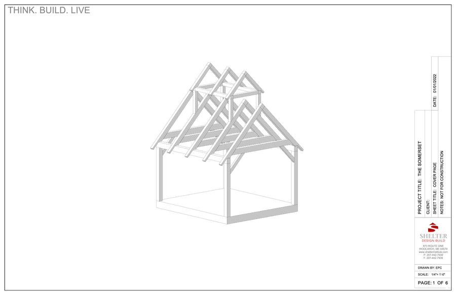 The Somerset: Timber Frame Cut Sheet Package 12x16 Sugar Shack