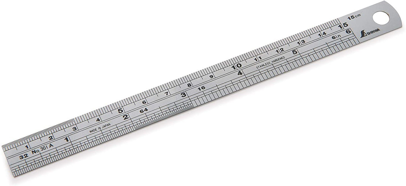 6-Inch Precision 16R Rigid Stainless-Steel Ruler - (1/50 Inch, 1